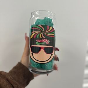 20 oz Libbey Glass Cup with glass straw in the 
“Beanie” design